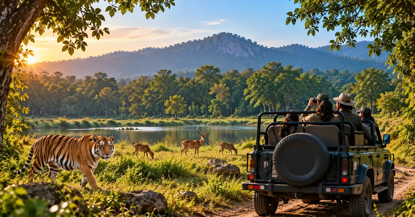 Jhirna Zone jeep safari through dry deciduous forest and grassland, Jim Corbett National Park