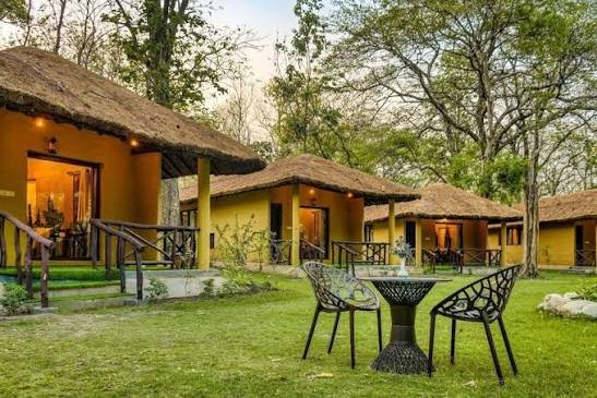 Resort cottages and lawn near Jim Corbett, suitable for a destination wedding